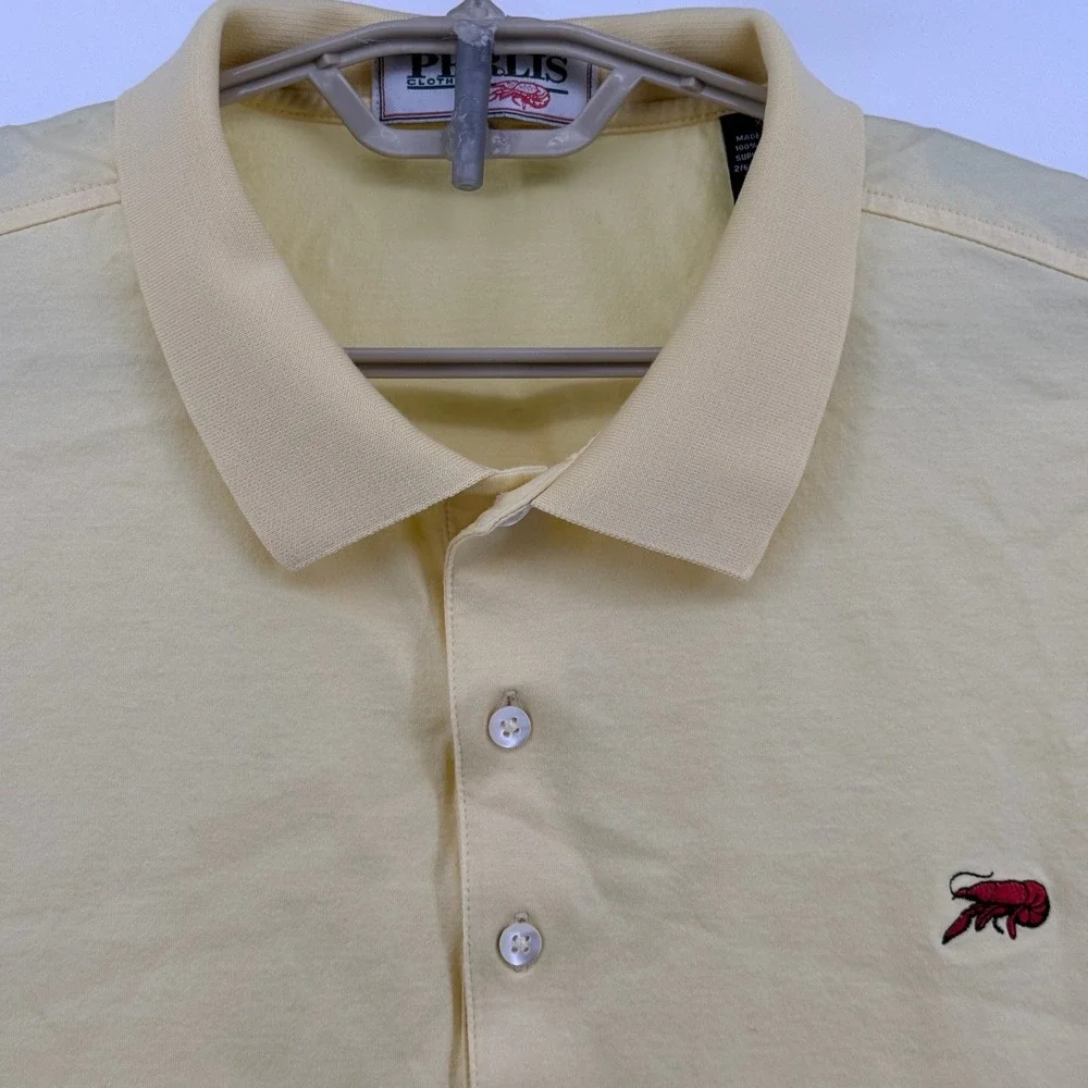Perlis New Orleans Crawfish Polo Shirt Mens XXL Yellow Supima Mercerized Cotton - Picture 8 of 14